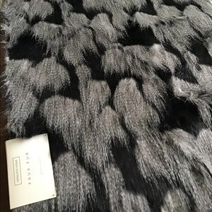 Faux Fur Rug black grey slip resistant 27 x 42 in